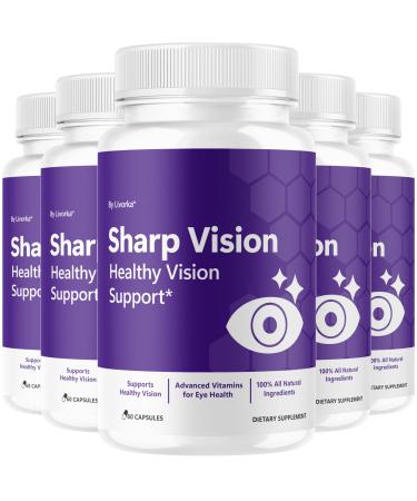 (5 Pack) Sharp Vision Capsules - Official SharpVision Eye Health Support Pills Natural Sharp Vision Advanced Supplement Vitamins for Overall Wellness & Support Health 300 Capsules for 5 Months