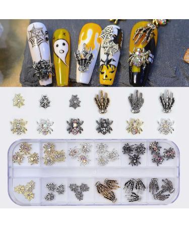 W-LOVNEST Skull Nail Charms Skull 3D with s Vintage Alloy Skeleton Hand Nail Design Jewelry Nail Decor 6 Grid - Buy Online on GoSupps.com
