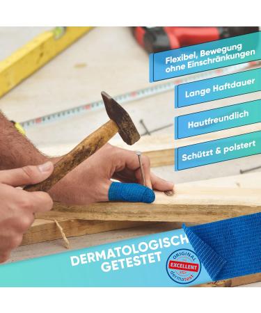 Self-Adhering Finger Pavement Roll - 4x Elastic Bandage Tape (Blue & Skin Color) 2.5cm x 4.5m | Waterproof Dust & Dirt Resistant | 4-Piece Set for Easy Repairs - Buy Online on GoSupps.com