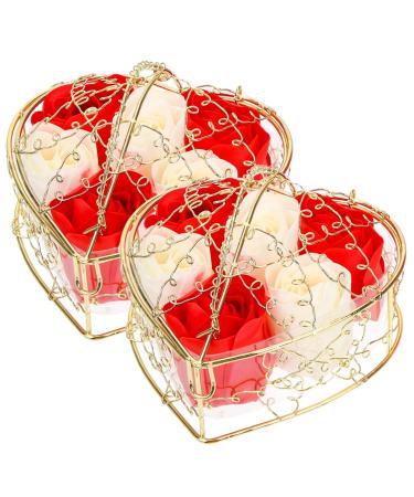MAGICLULU 2 Boxes Soap Rose Bridal Shower for Guests Flower Bath Rose Soap for Coworkers Basket for Women Bath for Women Bath Soaps Flower Soap