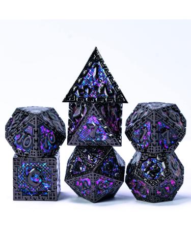 UDIXI Metal DND Dice Set, 7PCS Polyhedral D&D Dice Set Dragon d n d Dice for Dungeons and Dragons Gift, Metal Dice Set d&d for Role Playing Dice(Black 2) Black With Sequins
