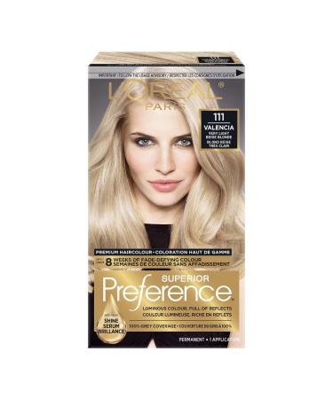 L'Oreal Paris Superior Preference Permanent Hair Color 111 Very Light Beige Blonde 100% Grey Coverage Hair Dye 1 EA Very Light Beige Blonde 1 count (Pack of 1)