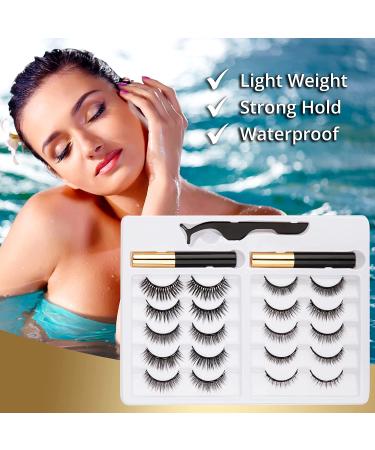 Magnetic Eyelash Kit - 5 Pairs of Natural Look Magnetic Lashes with Magnetic Eyeliner - No Glue Needed - Buy Online on GoSupps.com