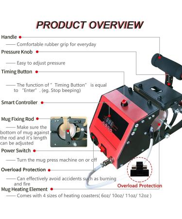 Mug Press Machine 4 in 1 Mug Heat Press Machine for Sublimation of Coffee Mugs Cup Press Heat Sublimation Machine with Overheat Protection 300.0 - Buy Online on GoSupps.com