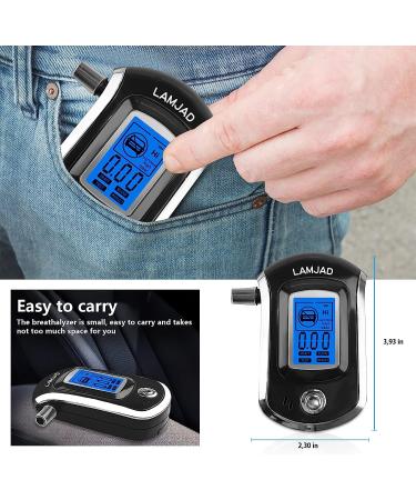 LAMJAD AT6000 Breathalyzer | Professional Police Grade Tester with LCD Screen and 31 Mouthpieces - Buy Online on GoSupps.com