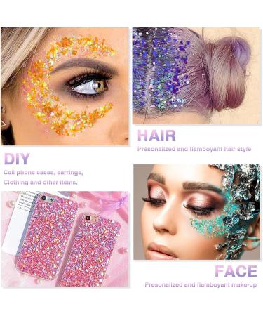 Sunnylisa 12 Colors Fluorescent Body Glitter Gel - Mermaid Sequin Sparkling Makeup for Festivals & Birthdays with 2 Brushes - Buy Online on GoSupps.com