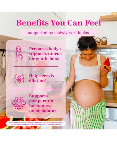 Pink Stork Red Raspberry Leaf Gummies - Third Trimester Labor Prep + Postpartum Mood Essentials with Evening Primrose Oil + Black Cohosh - 60 Vegan Gummy Supplements Non-GMO - Buy Online on GoSupps.com