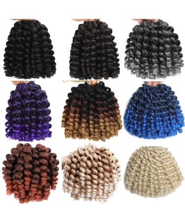 Jamaican Bounce 8 inch Ringlet Wand Curl Crochet Hair Extensions (Pack of 3) - Grey Curly Crochet Braids - 60 Roots - Buy Online on GoSupps.com