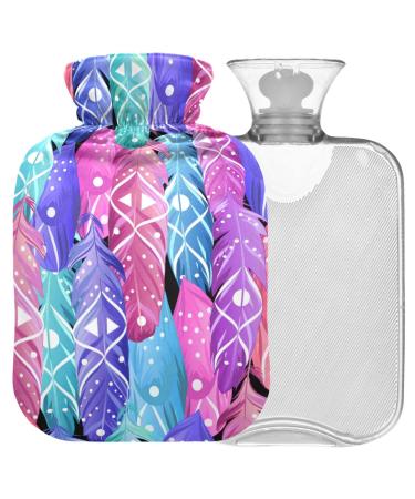 Naanle hot hot water bottle with cover bird spring BOHO Transparent hot water bottle heat bottle for back pain relief handfoot warmer neck warmth and cold therapy 1l