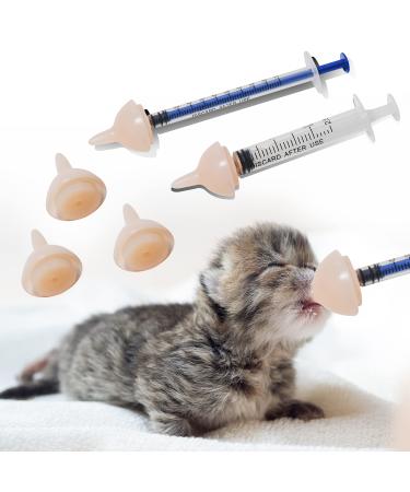 Bubble milk bowl Silicone Feeding Nipple and Syringes for Newborn Kittens, Puppies, Rabbits, Small Animals Dongdong pet S ( 5 pcs) Pink