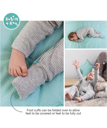 100% Cotton Two-Way Zipper Baby Sleepsuit Unisex Onesie Romper 6-12 Months Grey/White/Mint Green - Buy Online on GoSupps.com