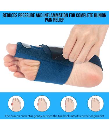 360 Relief Medical Bale - Hallux Valgus Correction Rail Adjustable Silicone Big Toe Straightener & Pain Relief - Blue with Laundry Bag - Buy Online on GoSupps.com