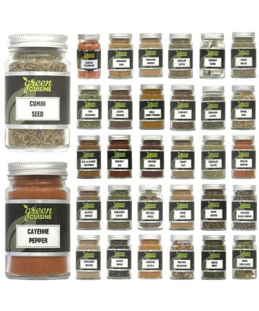 Green Cuisine Herbs Spices & Seasonings Glass Jar Pick N Mix - Choose From 76+ Flavours | Allspice Cardamom Chilli Turmeric Sesame Cinnamon Sticks Mixed Herbs - Pack of 5 110 g (Pack of 5)