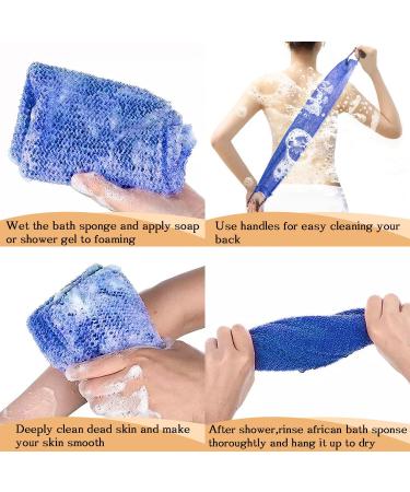 African Exfoliating Net Sponge Set - 3 Pack with Handles | Bath Body Back Scrubber for Shower Loofah | Long Washcloth Wash Net Cloth - Buy Online on GoSupps.com