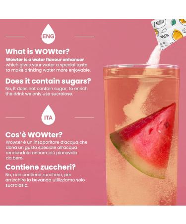 Wowter by AMZ Better | Sugar-Free Watermelon Beverage Powder - 24 Bags 96g | GMO-Free Gluten-Free Made in Italy - Buy Online on GoSupps.com