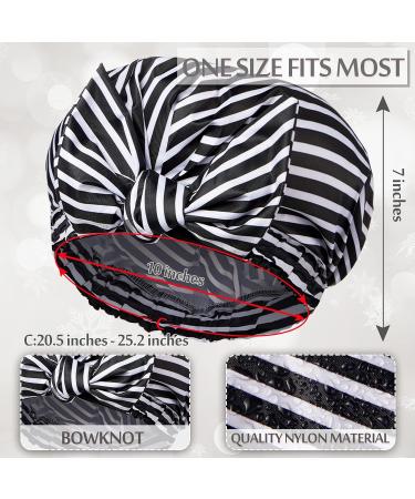 2-Piece Waterproof Shower Caps for Women | Reusable Elastic Hair Hoods - Perfect for Long Short & Curly Hair (Palm Leaf & Stripes) - Buy Online on GoSupps.com