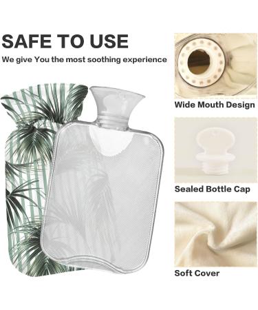 Hot Water Bottle 2L with Tropical Palm Cover - Pain Relief & Winter Hand Feet Warmer - Buy Online on GoSupps.com