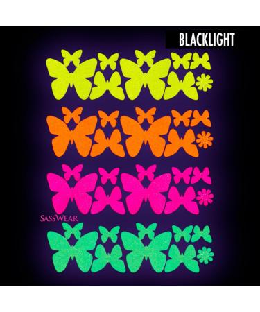 Sasswear Blacklight Body Stickers - Neon Butterfly Fashion Accessories for Raves Festivals & Glow Parties - 40 Pack - Buy Online on GoSupps.com