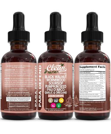 para Defend Wormwood Black Walnut Cleanse for Humans Drops Liquid Soursop Garlic Pumpkin Seed PAU D'Arco Oil of Oregano Turmeric Berberine Neem Extract Hull Bark Tincture by Clean Nutra 1 - Buy Online on GoSupps.com