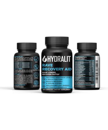 Rave Recovery Aid Vitamins After Party Relief Pills for Music Festivals | 5-HTP Supplement & Electrolytes for Better Mornings | 120 Capsules - Buy Online on GoSupps.com