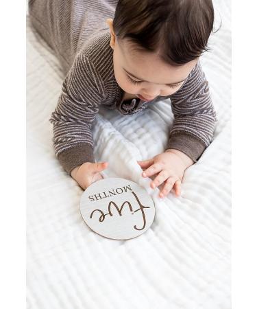Little Pear Wooden Monthly Milestone Cards  Baby Milestone Photo Props  Wooden Monthly Photo Prop Cards Gray Wood Milestone Discs - Buy Online on GoSupps.com