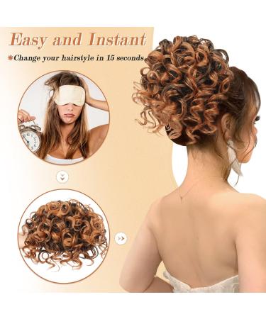 RUWISS Messy Bun Short Curly Drawstring Ponytail Extension - Light Golden Blonde - Buy Online on GoSupps.com