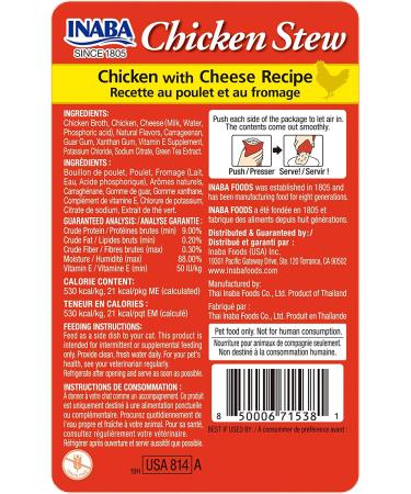INABA Grain-Free Chicken Stew Cat Food Topper 1.4oz Pouch - Cheese Recipe (Pack of 6) - Buy Online on GoSupps.com