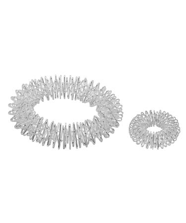Chi -Enterprise - Premium Massagering Set for wrist and fingers |Anti -stress bracelet and ring set |Acupressure Ring - Anxiety Ring |Contents: 1x bracelet (silver) + 1x ring (silver/small) 1x wristwelling (silver) 1x ring (silver small) silver