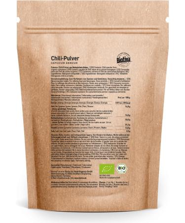 Piment fort bio - Piment de Cayenne 250g - Poudre finement moulue (Cayenne Capsicum cayennense) - Poudre de piment tr s pic e - Conditionn en Allemagne - Biotiva 250 g (Lot de 1) - Buy Online on GoSupps.com