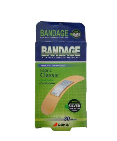 Silver Bandaids 0.75x2.8 Pack of 30 Bandaids