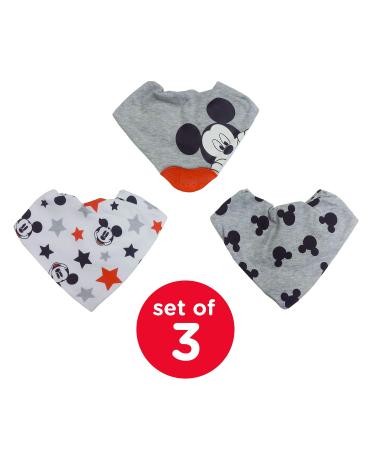Disney Neat Solutions Mickey Mouse 3 Pack Infant Scarf Bib with Teether Grey Heather Mickey Mouse -3 Pack Scarf