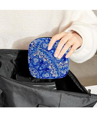 GIAPB Period Bag - Blue Art Flower Pattern Period Pouch & Makeup Travel Bag - Buy Online on GoSupps.com