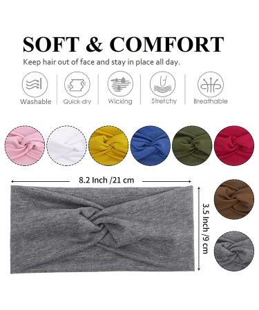 Tobeffect Non-Slip Turban Headbands for Women - 8 Pack Boho Hair Wraps in Solid Colors - Buy Online on GoSupps.com