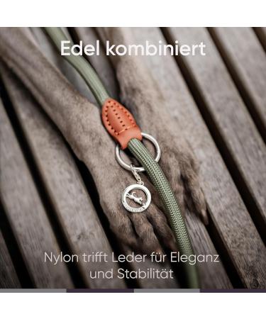 Freudenier Dog Leash for Large Dogs - 2m 3-Fold Durable Nylon with Stylish Brown Leather | Forest Green - Buy Online on GoSupps.com