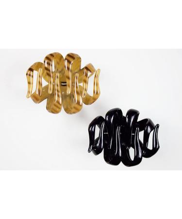 SCNCI Striped Brown & Deep Bronze Claw Hair Clips - 2 Pack (Packaging Varies) - Buy Online on GoSupps.com