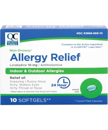 Quality Choice 24-Hour Non-Drowsy Allergy Relief - Loratadine 10mg Softgels (10 Count) - Buy Online on GoSupps.com
