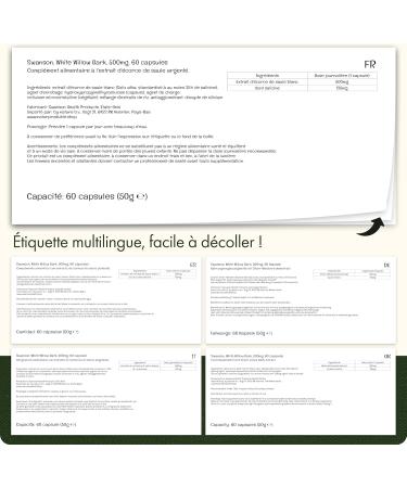 Swanson White Willow Bark Extract (White Willow Bark Extract) 500mg 60 Vegan High Dosed Lab Tested Vegetarian Soy Free Gluten Free Non-GMO - Buy Online on GoSupps.com