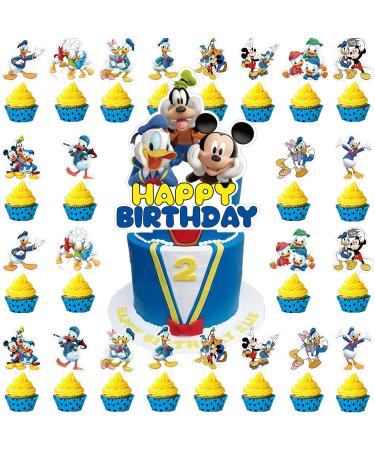 Donald Duck Birthday Party Decorations Donald Duck Cake Topper and Cupcake Toppers Sets for Donald Duck Birthday Party Supplies for Kids Birthday Party Cake Decoration