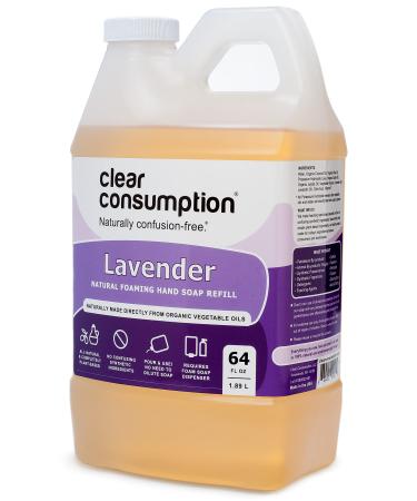 Clear Consumption All Natural Lavender Plant-Based Foaming Hand Soap Refill - Made Directly from Organic Vegetable Oils  64 oz (1/2 Gallon) Lavender 64 Fl Oz (Pack of 1)