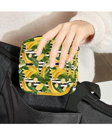 Banana Palm Leaf Stripe Sanitary Napkin Storage Bag Menstrual Pad Bag Portable Menstrual Cup Pouch with Zipper for Teen Girls Women Ladies Color 9 - Buy Online on GoSupps.com
