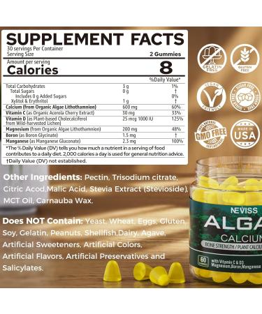 NEVISS D3 5000IU K2 Gummies + Marine Algae Calcium Gummies Bundle - Buy Online on GoSupps.com