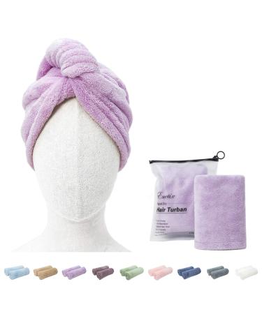 ENETIX 2 pieces microfiber towel for women hair quick-dry 25 70 cm super absorbing anti-frizz hair turban fast drying hair towels with button (lavender) - Buy Online on GoSupps.com