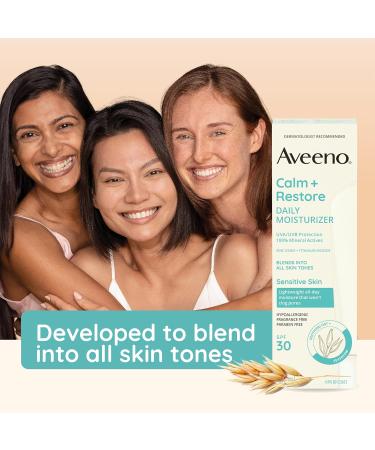 AveenoCalm + Restore Daily Moisturizer SPF 30 100 Mineral Actives Broad Spectrum Non-comedogenic Sensitive Skin Oat Hypoallergenic Fragrance Free 48-mL - Buy Online on GoSupps.com