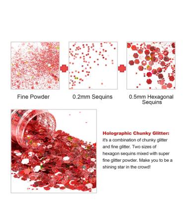 Hemoer 12 Colographic Sequins - 12g Cosmetic Quality for Face Body Hair & Art - Perfect for Festivals & Parties - 144g Total - Buy Online on GoSupps.com