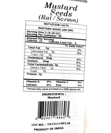 Rani Black Mustard Seeds (Kali Rai) 3.5oz - Indian Origin, All Natural, Gluten Friendly, NON-GMO, Vegan | Whole Spice Seeds - 3.5 Ounce Bag - Buy Online on GoSupps.com