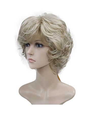 Short Layered Shaggy Wavy Bob Wig | Full Synthetic Capless Wig for White Women | Blonde Highlights L16-613 - Buy Online on GoSupps.com
