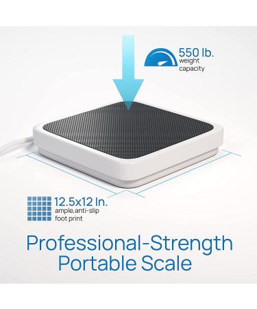 Medical Grade Portable Floor Scale - Easy-to-Read Digital Display - Heavy Duty for Home, Hospital & Physician Use - Pound & Kilogram Settings - 12 x 12.5 Platform - 550 lb Limit by Patient Aid - Buy Online on GoSupps.com