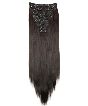 CAISHA by PRETTYSHOP XXL 24" 8 Pieces Set Clip In Extensions Hair Extension Hairpiece Straight Brown CES22 brown #6 CES22