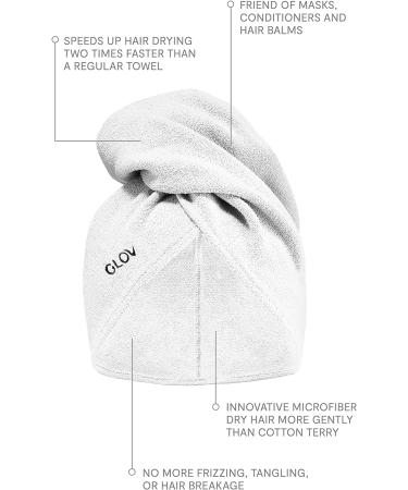 Glov Quick-Dry Microfiber Hair Turban - Absorbent Towel with Loop & Buttons | Universal Size (White) for Fast Drying - Buy Online on GoSupps.com
