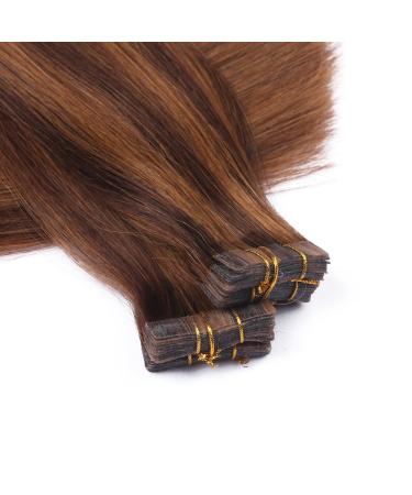 Tape-In Hair Extensions #4/30 Mix - 40cm - 100% Remy Real Hair - 30 Adhesive Tresses by Novon - 2.5g Each - Buy Online on GoSupps.com